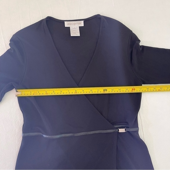 Jones New York Wrap Dress with Leather Trim Waist - Picture 9 of 12